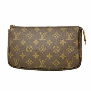 LOUIS VUITTON Authentic Brown Monogram Pochette Pouch